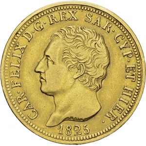 Carlo Felice, 1821-1831. 80 Lire 1825 L, Torino. KM 123; Fr. 1132. AU. 25.57 g...