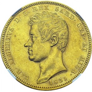 Carlo Alberto, 1831-1849. 100 Lire 1835 P, Torino. KM 133.1; Fr. 1138. AU. 32...
