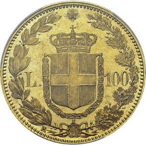 Umberto I, 1878-1900. 100 Lire 1883 R, Roma. Obv. UMBERTO I - RE D'ITALIA...
