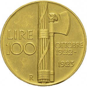 Vittorio Emanuele III, 1900-1946. 100 Lire 1923 R, Roma. KM 65; Fr. 30. AU. 32...