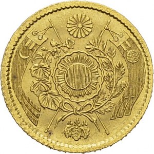 Mutsuhito, 1867-1912. Yen Year 4 (1871), Osaka. KM 9; Fr. 49. AU. 1.61 g...