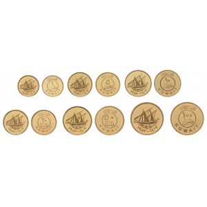 Jabir Ibn Ahmad, 1977-2006. 6 gold coins Proof Set AH 1407 (1987) : 1 Fils ...