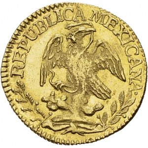 Republic, 1824-1835. ½ Escudo 1834 Mo ML, Mexico. KM 378.5; Fr. 107. AU. 1.66 g...