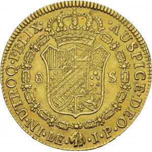 Fernando VII, 1808-1833. 8 Escudos 1810 JP, Lima. KM 107; Fr. 44. AU.26.85 g...