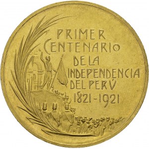 Republic, 1821-. Medallic 5 Libras 1921. 36.5 mm. Centenary of the independence...