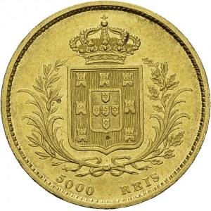 Luis I, 1861-1889. 5000 Reis 1862, Lisbon. Obv...