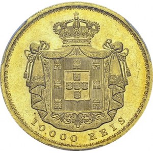 Luis I, 1861-1889. 10'000 Reis 1879, Lisbon. KM 520; Fr. 152. AU. 17.74 g...