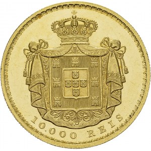 Luis I, 1861-1889. 10'000 Reis 1879, Lisbon. KM 520; Fr. 152. AU. 17.72 g...