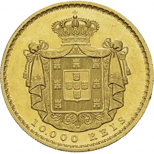 Luis I, 1861-1889. 10'000 Reis 1884, Lisbon. KM 520; Fr. 152. AU. 17,68 g...