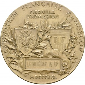 Alexander III, 1881-1894. Bronze medal 1891 by Louis-Oscar Roty. 63.5 mm...