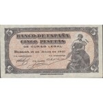 El Banco de España. Lot of 3 banknotes : 5 Pesetas 18 julio 1937...