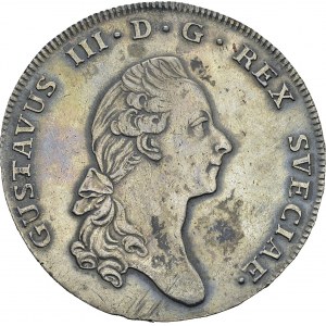 Gustav III, 1771-1792. Riksdaler 1776 OL, Stockholm. KM 514: Dav. 1735. AR. 29...