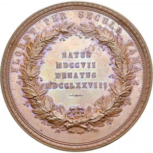 Bronze medal ND by Lea Ahlborn. 56 mm. Carl von Linné, 1707-1778...
