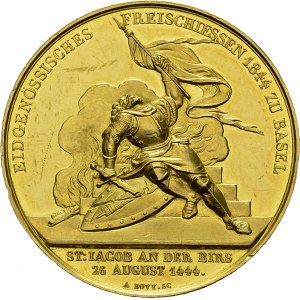 Basel / Bâle. Gold medal 1844 by Antoine Bovy. 37.5 mm...