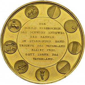 Basel / Bâle. Gold medal 1844 by Antoine Bovy. 37.5 mm...