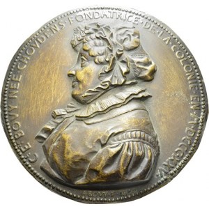 Genève / Genf. Médaillon 1830 en bronze par Antoine Bovy. 190 mm. Charlotte...