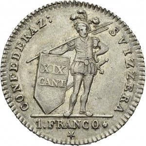Tessin / Ticino. 1 Franco 1813. KM 3; HMZ 2-925a. AR. 7.27 g...