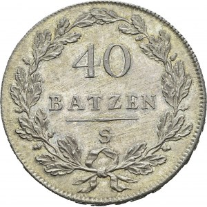 Helvetic Republic, 1798-1803. 40 Batzen 1798 S, Solothurn. HMZ 2-1185a. AR. 29...