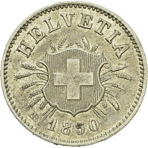 Confederation, 1848-. 5 Centimes 1850 AB. HMZ 1-211b; KM 5. BI. 1.55 g...
