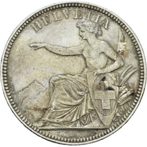 Confederation, 1848-. 5 Francs 1873 B, Bern. HMZ 2-1197c; KM 11. AR. 24.86 g...