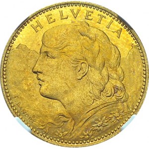Confederation, 1848-. 10 Francs 1916 B, Bern. HMZ 2-1196f; KM 36. AU. 3.23 g...