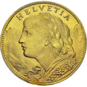 Confederation, 1848-. 100 Francs 1925 B, Bern. Obv. HELVETIA. Helvetia left...