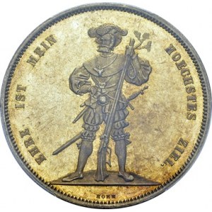 Confederation, 1848-. 5 Francs 1857. Bern shooting festival. HMZ 2-1343b...