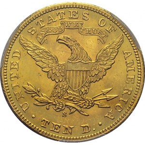 10 Dollars 1901 S, San Francisco. KM 102; Fr. 160. AU. 16.72 g...