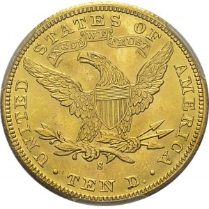 10 Dollars 1902 S, San Francisco. KM 102; Fr. 160. AU. 16.72 g...