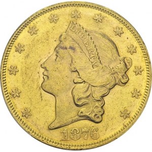20 Dollars 1876 S, San Francisco. KM 74.2; Fr. 175. AU. 33.44 g...