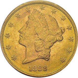 20 Dollars 1888 S, San Francisco. KM 74.3; Fr. 178. AU. 33.44 g...