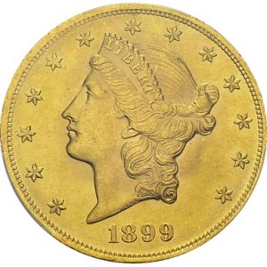 20 Dollars 1899, Philadelphia. KM 74.3; Fr. 176. AU. 33.44 g...
