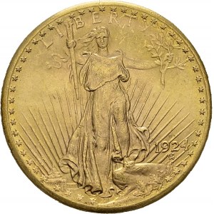 20 Dollars 1924 D, Denver. KM 131; Fr. 187. AU. 33.41 g...