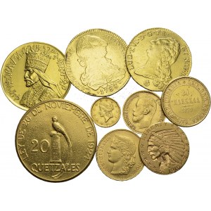 Lot of 9 coins : BOLIVIA, 4 Escudos 1788 Potosi; ETHIOPIA...