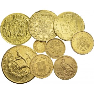 Lot of 9 coins : BOLIVIA, 4 Escudos 1788 Potosi; ETHIOPIA...