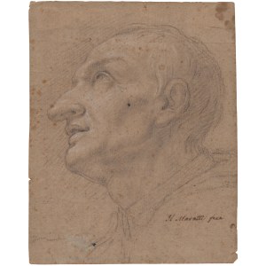 Carlo Maratti (attribuited to) (Camerano, 1625 - Roma, 1713), Study for the head of a prelate