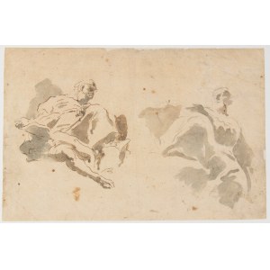 Giovanni Raggi (attribuited to) (Bergamo, 1712 - 1793), Study with two figures on clouds