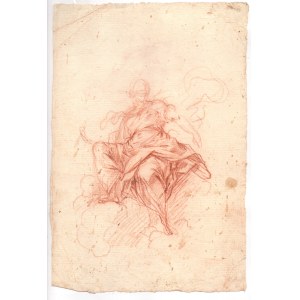 Carlo Bartolomeo Borsetti (attribuited to) (Boccioleto, 1698 - 1759), Study of a figure seated on clouds