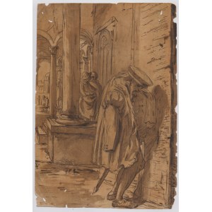 Homme urinant dans la rue – Artiste bolognais du XVIIIe siècle