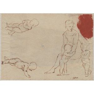 Francesco Coghetti (Bergamo, 1802 - Roma, 1875), Studio per una Madonna col Bambino con figure di putti