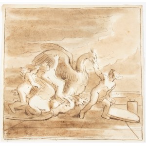 Fortunato Duranti (Montefortino, 1787 - 1863), Swan with putti