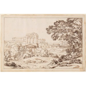 Tommaso Minardi (Faenza, 1787 - Roma, 1871), Paesaggio con rovine classiche