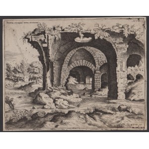 Giovanni Battista Pittoni (zvaný Il Vicentino) (Vicenza, 1520–1583), „Pohled na trosky neznámé budovy“, podle Hieronymuse Cocka, 1561