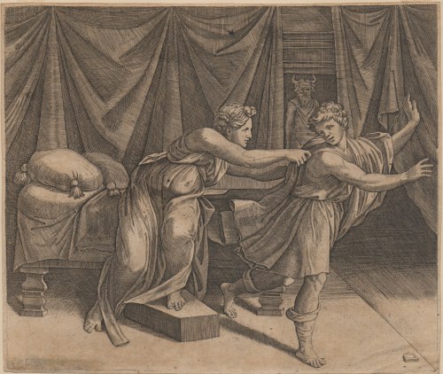 Marcantonio Raimondi (c. 1480 - 1534), Joseph and Putiphar's wife