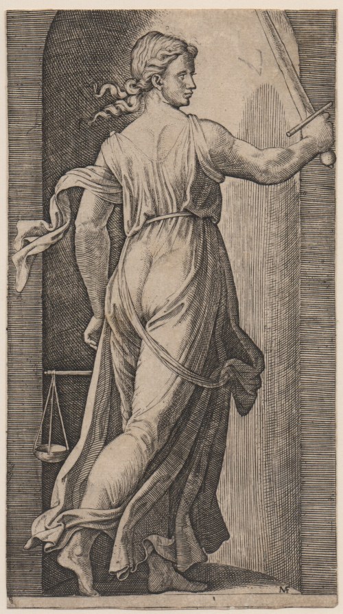 Marcantonio Raimondi (c. 1480 - 1534), Charity | Justice