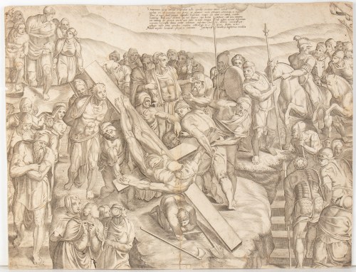 Giovanni Battista Cavalieri (c. 1525 - 1601), Martyrdom of St. Peter, after Michelangelo