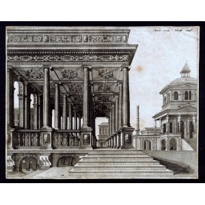 Johannes van Doetecum I (1551 fl. - 1605), Hall with Ionic columns, after Hans Vredeman de Vries
