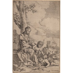 Giulio Carpioni (Venezia, 1613 - Vicenza, 1679), The Virgin and Child with the Infant Saint John the Baptist