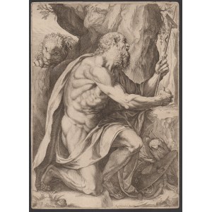 Agostino Carracci - Francesco Brizio (Bologna, 1557 - Parma, 1602) , (Bologna, c. 1574 - 1623), Saint Jerome 1602 ca.