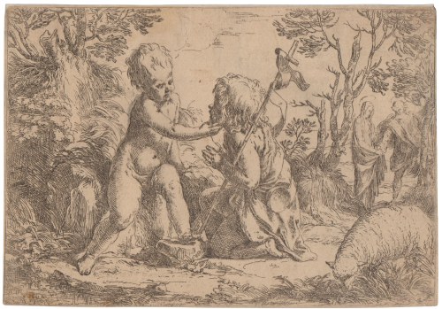 Guido Reni (Bologna , 1575 - 1642), The Christ Child and the Infant Saint John the Baptist